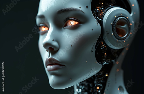 Headshot of a Futuristic Human-Like AI Robot with Advanced Design – Artificial Intelligence and Technology Concept