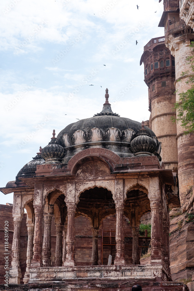 Fototapeta premium Detailansicht Mehrangarh Festungsanlage in Jodhpur Rajasthan Indien