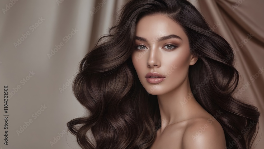 portrait of a beautiful young brunette with long thick shiny hair portrait of a beautiful young brunette with long thick shiny hair