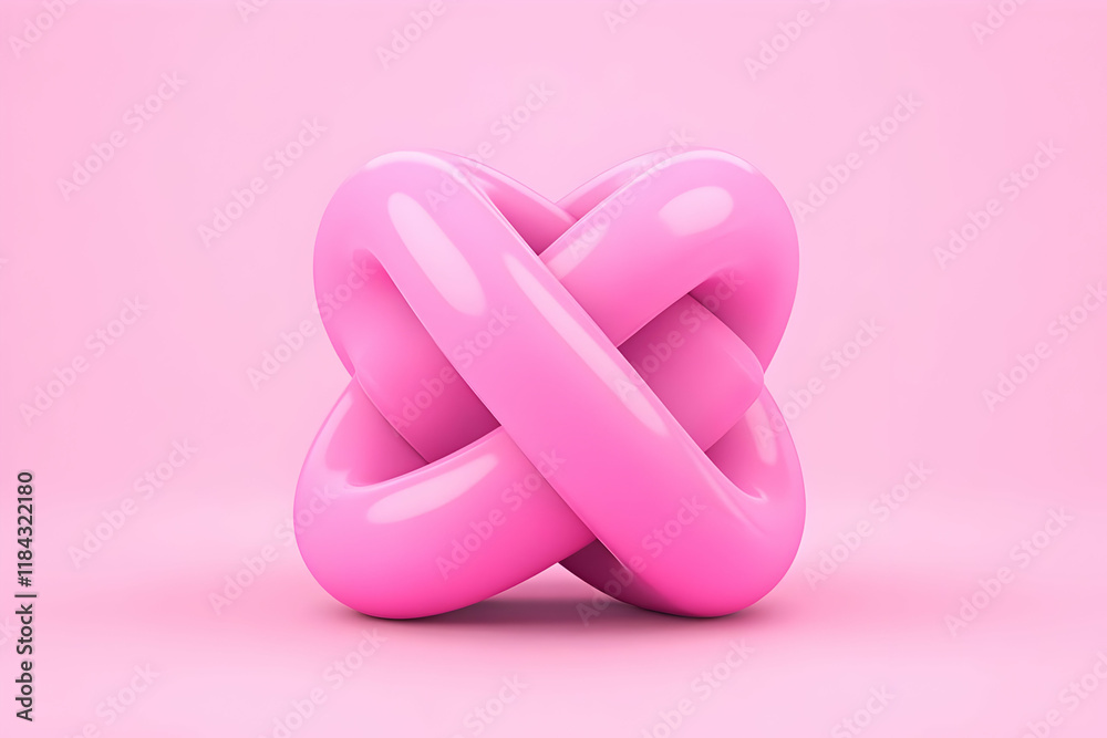 Pink 3D Knot Abstract Background Illustration