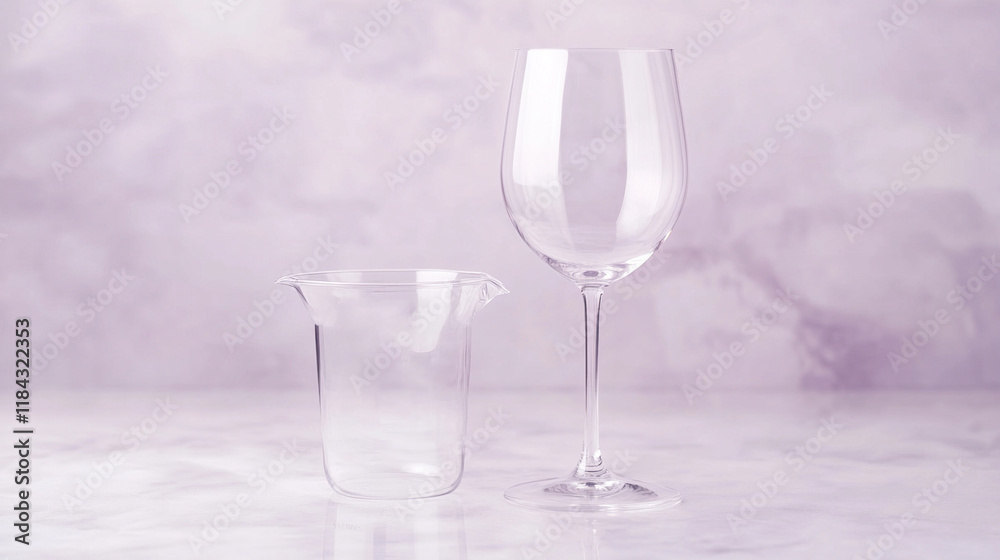 Fototapeta premium Elegant Crystal Clear Wine Glass Showcasing Sleek Curves and Transparency on White Background