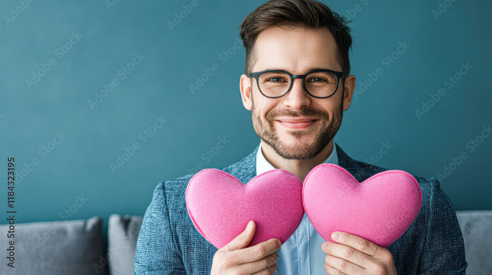 Man celebrating love indoor setting portrait style bright background joyful concept Man celebrating love indoor setting portrait style bright background joyful concept