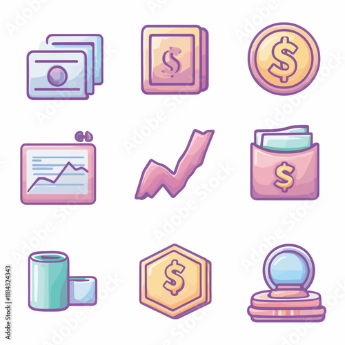 minimalistic graphic icon set money investment illustration