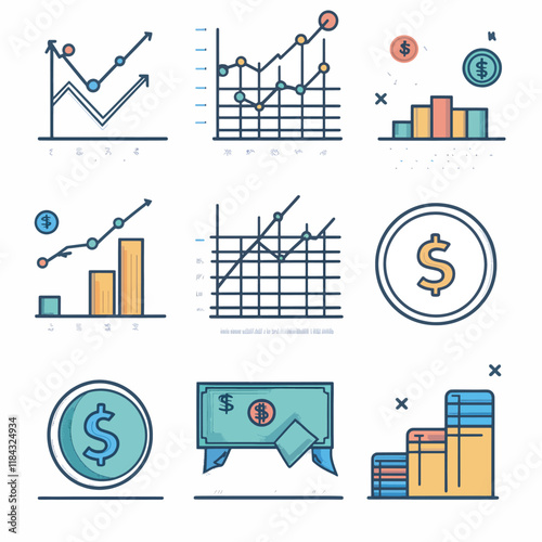 minimalistic graphic icon set money investment illustration