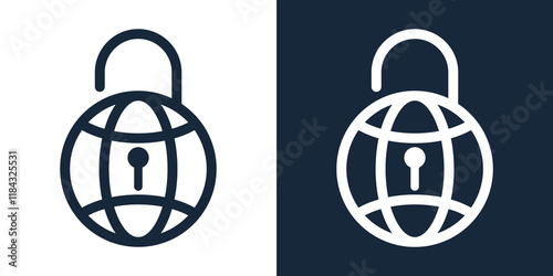 lock globe icon, stock vector illustration abstract vector logo