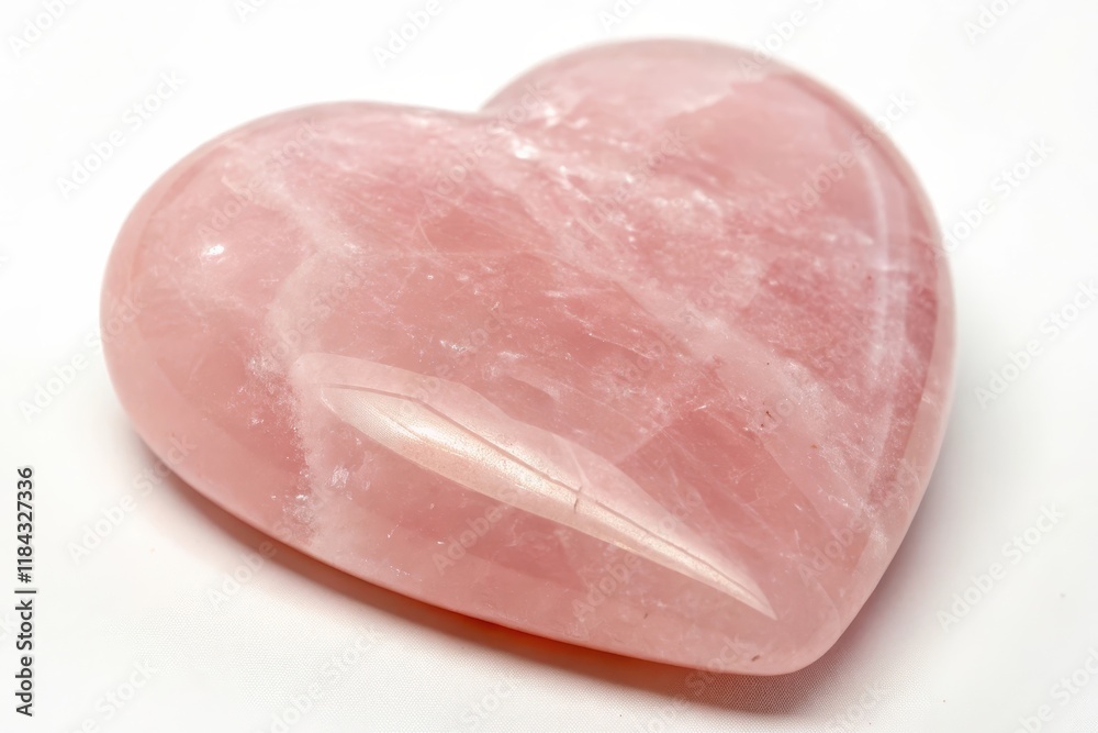 A Polished Rose Quartz Heart Shaped Stone, a Symbol of Love and Healing A Polished Rose Quartz Heart Shaped Stone, a Symbol of Love and Healing