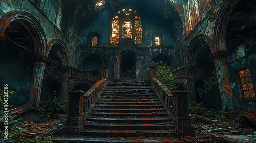 Wallpaper Mural Overgrown Grand Staircase In A Ruined Mansion Torontodigital.ca