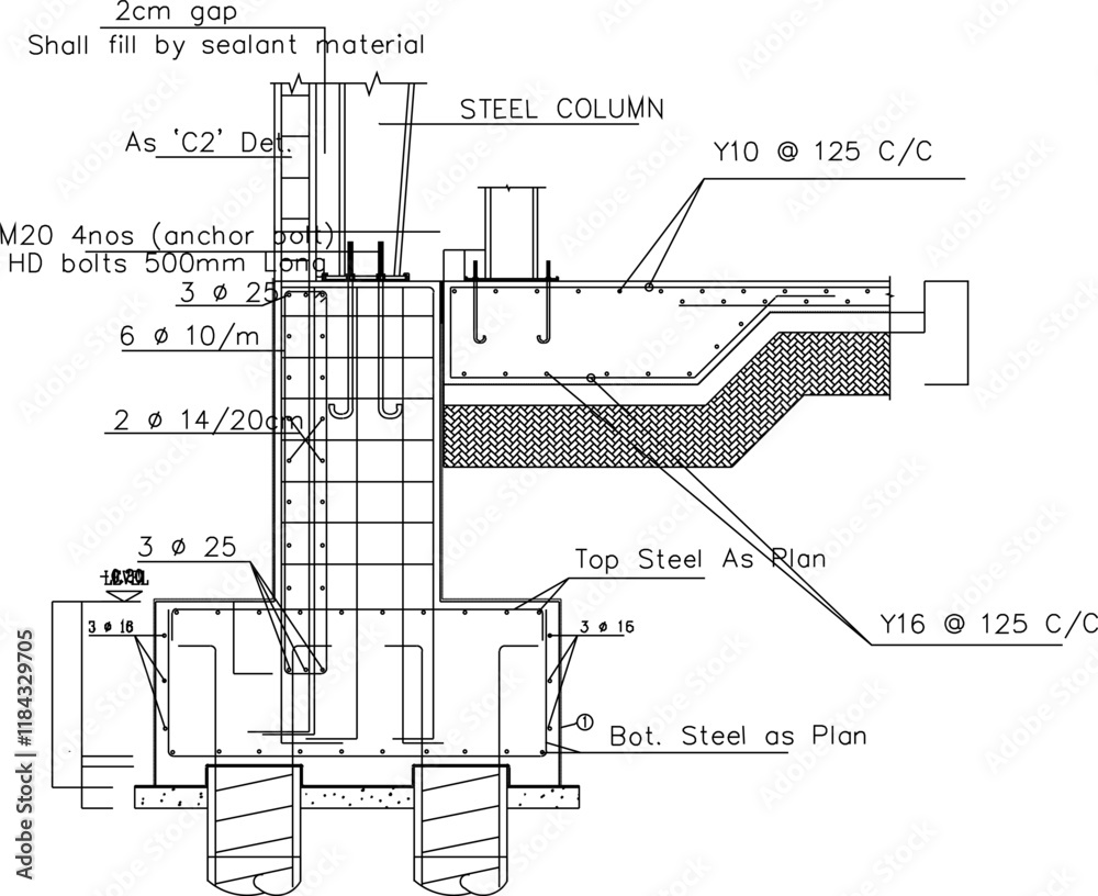Obraz premium vector sketch illustration silhouette design Drawings Of Tower Crane Foundation Details.eps