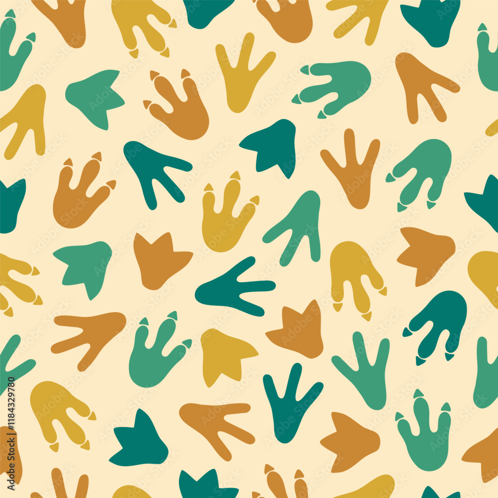 Colorful dinosaur footprints