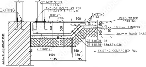 vector sketch illustration silhouette design Drawings Of Tower Crane Foundation Details.eps