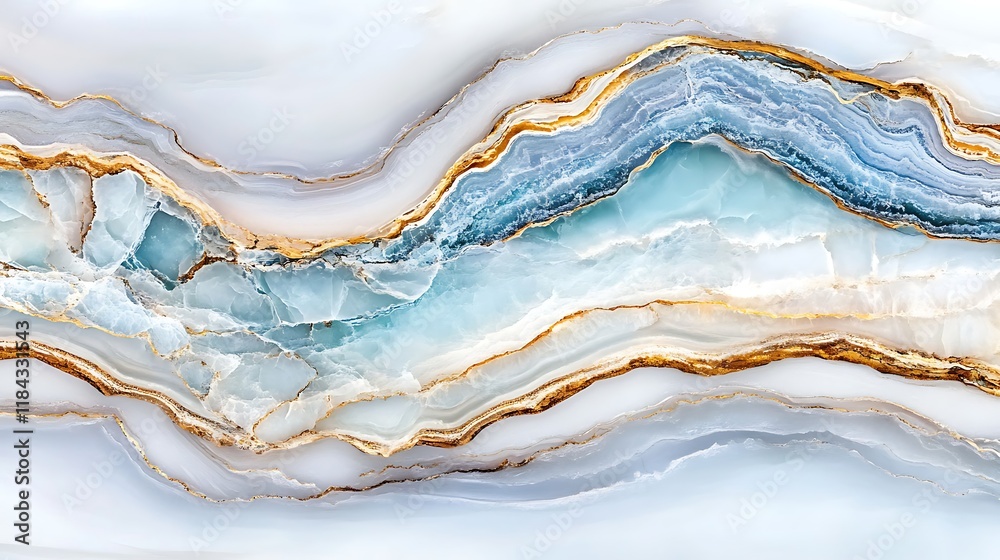 Fototapeta premium Blue and White Onyx Marble Texture Luxury Stone Background