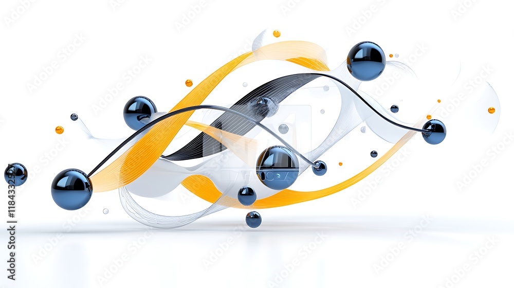 Fototapeta premium Abstract D Render Dynamic Curves Spheres Flowing Design