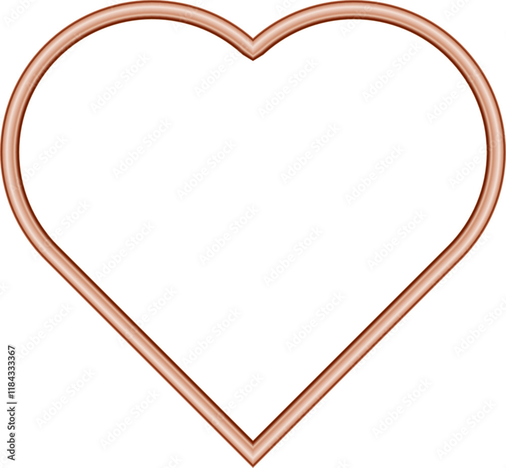 Heart pink gold frame. Isolated luxury heart rose gold border. Copper heart shape frame mockup design element. 3d Vector illustration. Heart pink gold frame. Isolated luxury heart rose gold border. Copper heart shape frame mockup design element. 3d Vector illustration.
