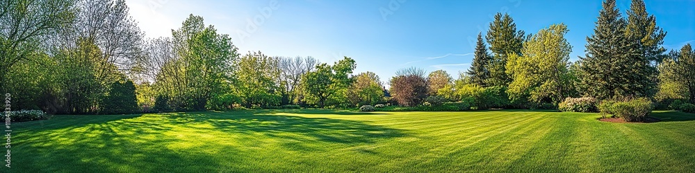 Trees in early spring. Banner with space for text Trees in early spring. Banner with space for text