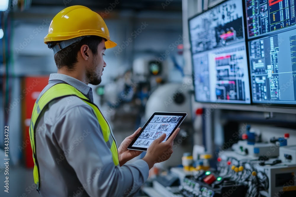 Obraz premium A modern industrial setting showcases the use of technology in plant management.