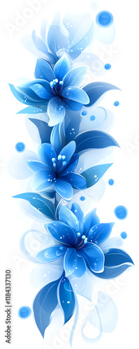 Elegant blue flowers with soft petals create a serene and calming atmosphere, perfect for backgrounds and nature-themed designs.