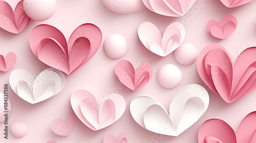 White and Pink Valentine's Design Featuring Dimensional Paper Hearts