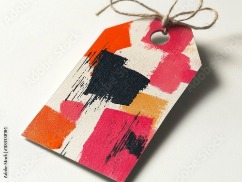 Vibrant Abstract Gift Tag Design with Bold Shapes and Cheerful Colors for Dynamic Presentations