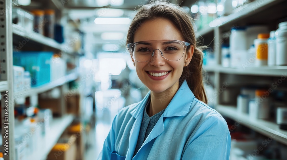 Smiling Scientist in Modern Laboratory Setting Smiling Scientist in Modern Laboratory Setting