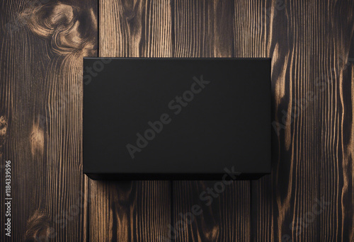 Sleek Black Box on Rustic Wood Surface