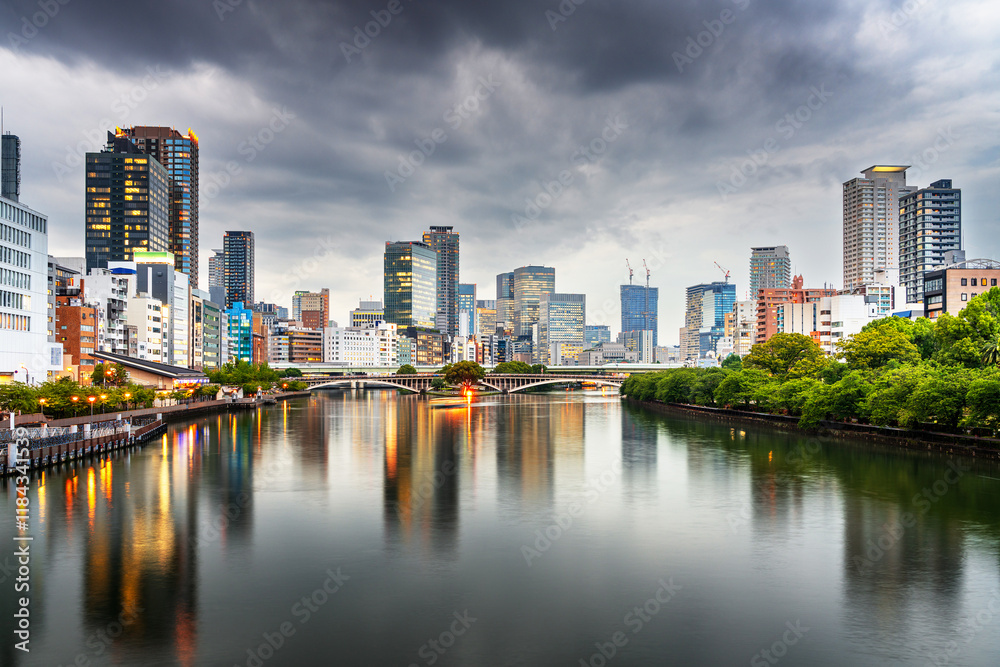 Fototapeta premium Osaka, Japan cityscape on the Okawa River