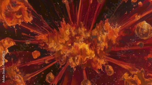 Vibrant Explosion of Fiery Fluid Texture in Watercolor with Dynamic Colors and Artistic Expression