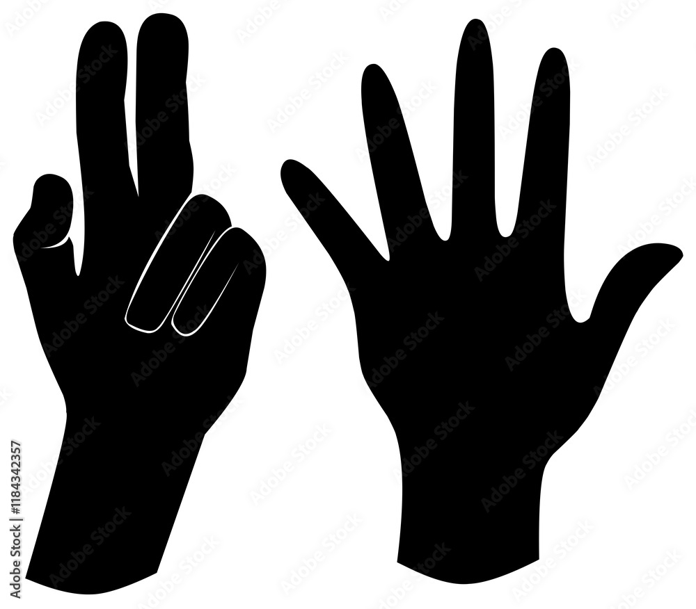 set of hand silhouettes isolated on white, Human hand gestures, collection of black hands, flat, silhouette hands pose collection, Vector illustration. set of hand silhouettes isolated on white, Human hand gestures, collection of black hands, flat, silhouette hands pose collection, Vector illustration.
