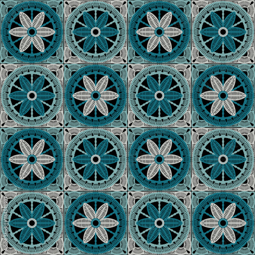 Pattern with crochet granny square wallpaper handmade decorative art design print