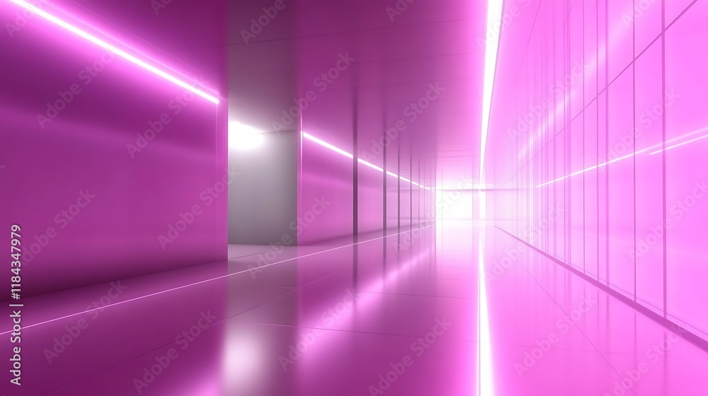 Pink Neon Lit Corridor Modern Architecture Design Pink Neon Lit Corridor Modern Architecture Design