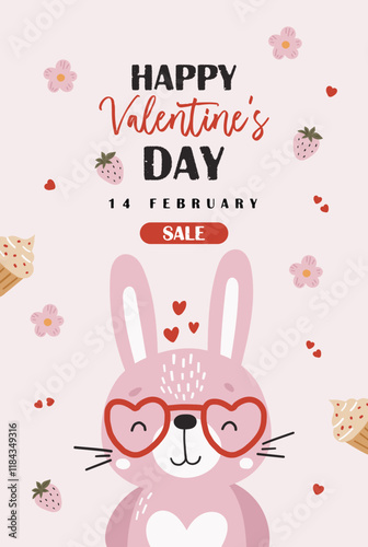 Love animal card, Valentines card template, kids illustration, love design 