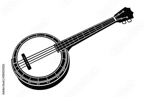 Banjo black and white illustration.eps