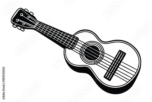 Ukulele black and white illustration.eps