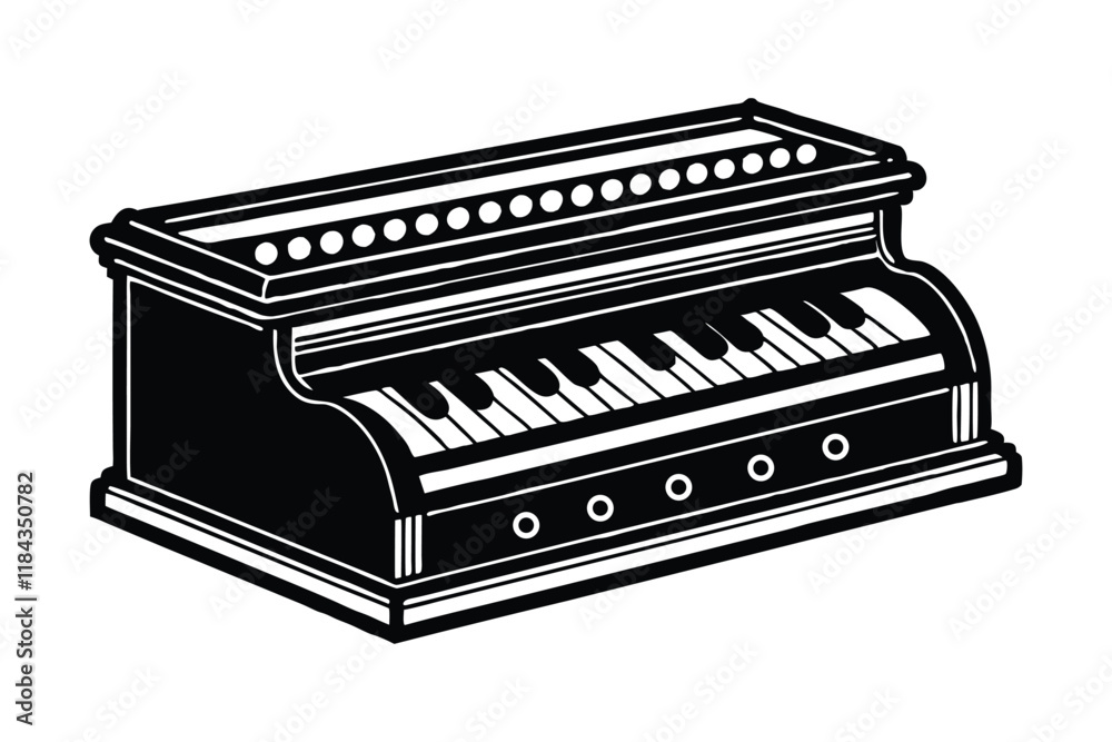 Harmonium black and white illustration.eps Harmonium black and white illustration.eps
