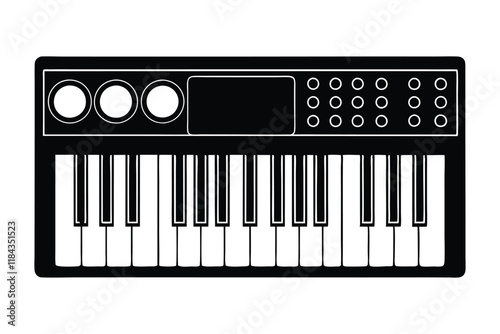 Synthesizer black and white illustration.eps