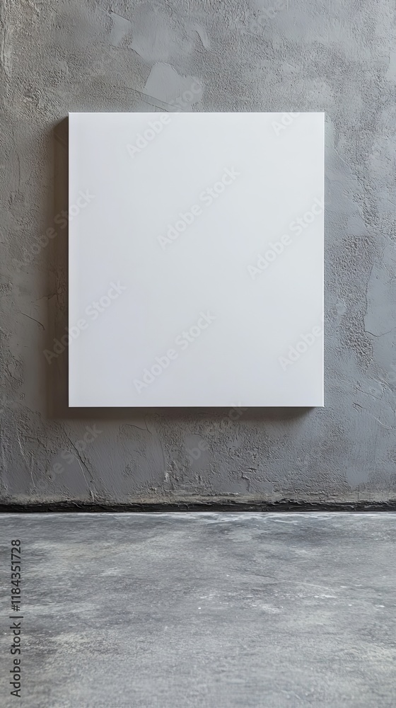 Empty White Canvas on Grey Concrete Wall - Modern Minimalist Decor Empty White Canvas on Grey Concrete Wall - Modern Minimalist Decor