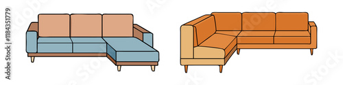 sectional sofa vector icon, furniture vector illustration - simple illustration of sectional sofa perfect for logos, and furniture- themed designs.