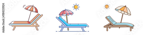 sun lounger vector icon, furniture vector illustration - simple illustration of sun lounger perfect for logos, and furniture- themed designs.