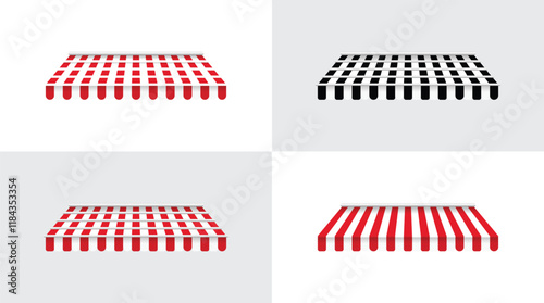 Roof stall set simple minimal logo icon sign vector illustration. Isolate object on white background
