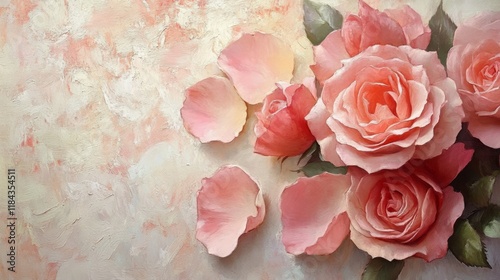 Soft Blush Roses with Delicate Petals on Abstract Background