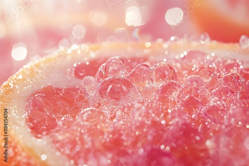 Closeup of pink sugar crystals sparkling in light photo