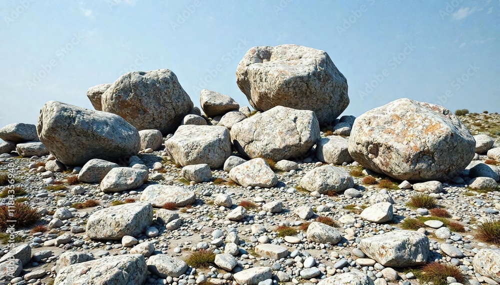 Weathered granite boulders on a rocky terrain, natural, landscape