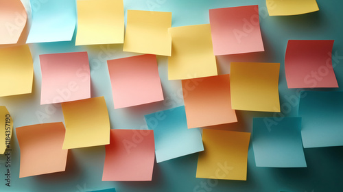 A close-up of colorful sticky notes with affirmations encouraging a positive mindset Positive mindset Stock Photo with side copy space photo