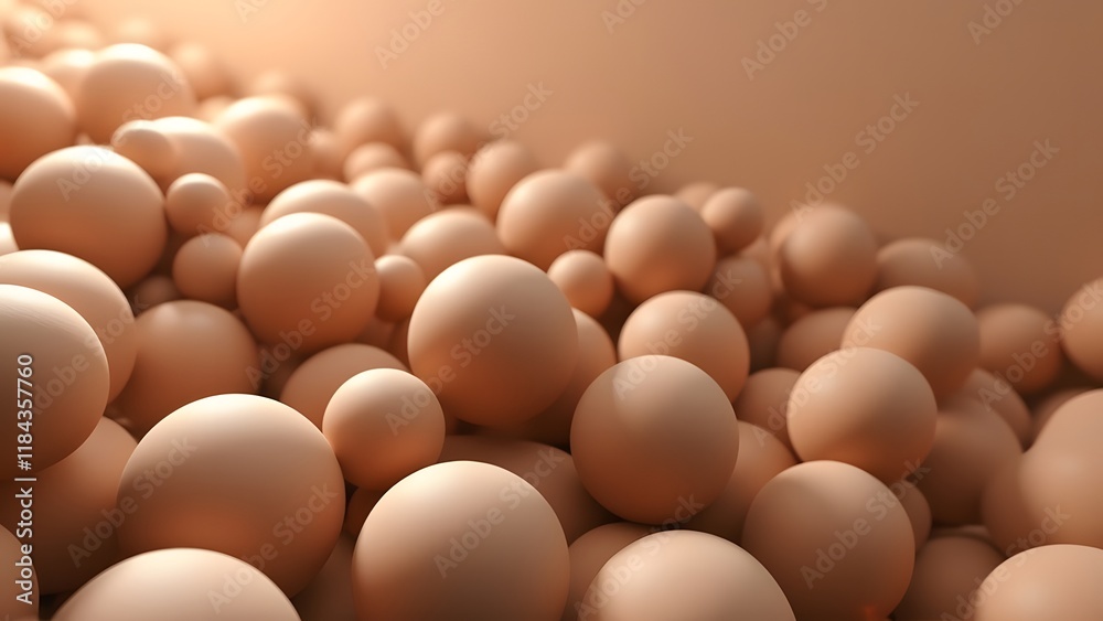 Abstract 3D Brown Spheres, Soft Shadows and Depth, Pile of Smooth Eggs, Realistic 3D Rendering Abstract 3D Brown Spheres, Soft Shadows and Depth, Pile of Smooth Eggs, Realistic 3D Rendering