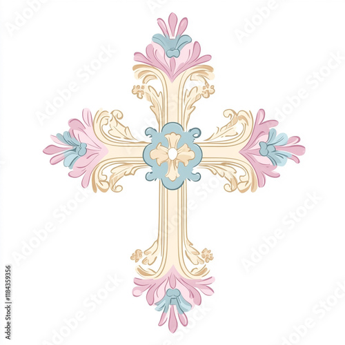 Cross and Crown Christianity illustration isolated on white background photo