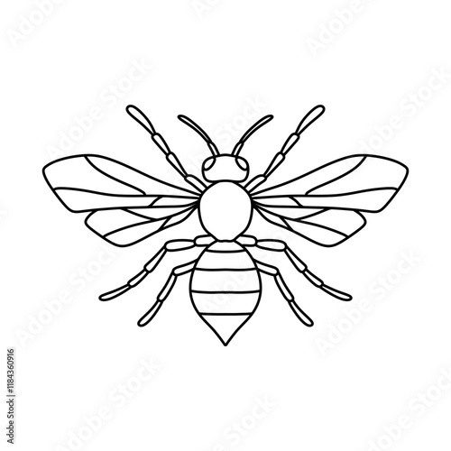 black and white bee symbol illustration image. bee for farm logo identity. bee line illustration