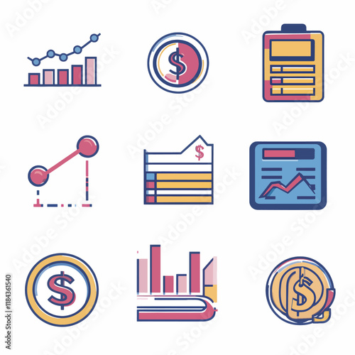 minimalistic graphic icon set money investment illustration