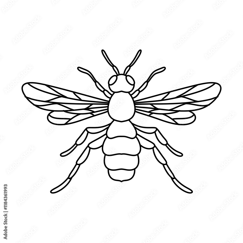 Fototapeta premium black and white bee symbol illustration image. bee for farm logo identity. bee line illustration