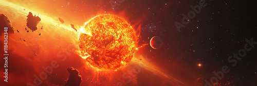 Stunning Space Scene Sun's Red Flames and Earth-Like Neighbor in High Definition photo