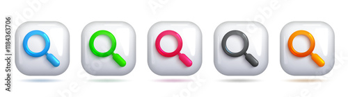 Colorful Vector 3D Search Symbol, Web and Data