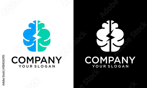 Creative Brain power with electric symbol for logo design vector 